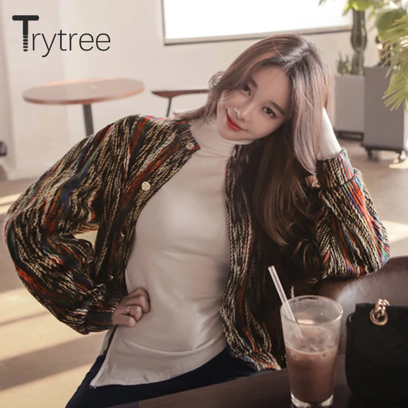 Осень-зима 2020 женский свитер Trytree повседневное пальто однобортная модная