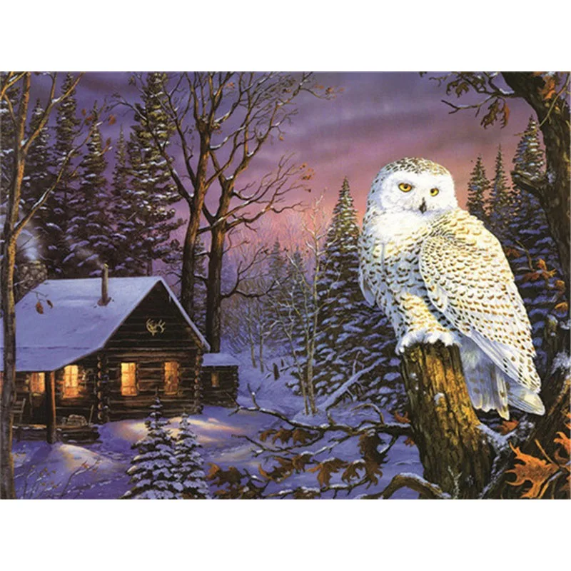 

Full Square Diamond Painting New Arrivals Beautiful Owl Home Decor Mosaic Animal Cross Stitch Embroidery Diamond Art