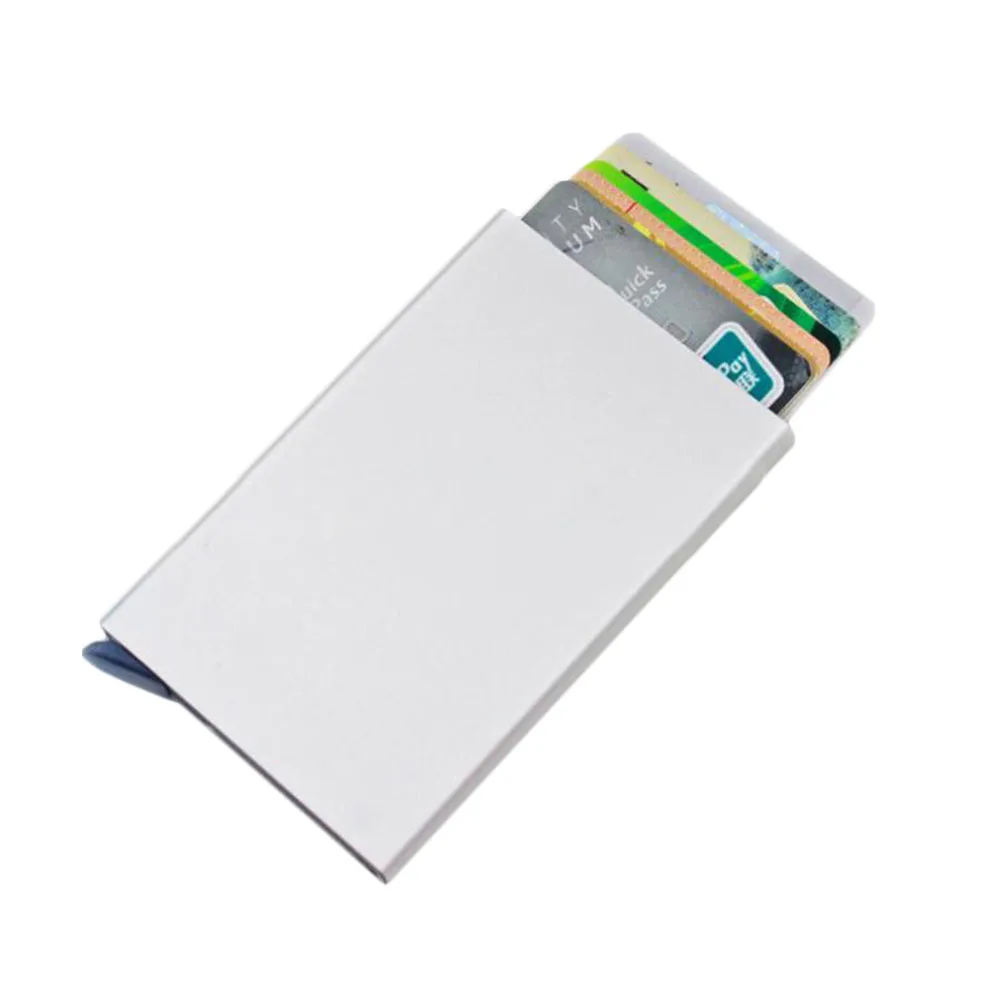 

Slim Aluminum Wallet With Elasticity Back Pouch ID Credit Card Holder Mini Wallet Automatic Pop up Bank Card Case
