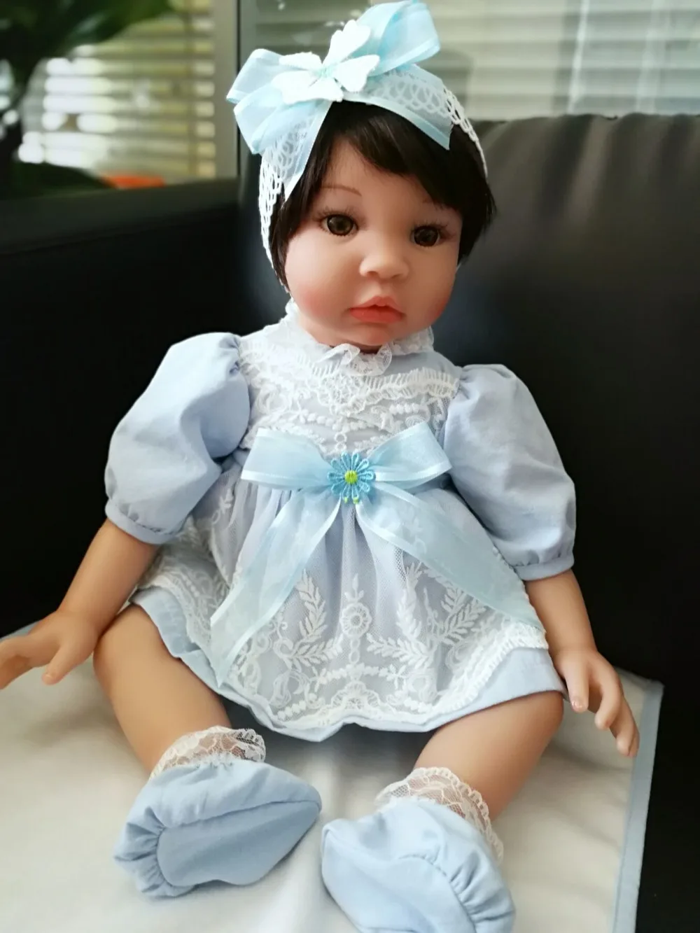 55 см модные короткие волосы 3/4 силиконовая виниловая Кукла Reborn Baby Doll Toys Girls Bonecas 22