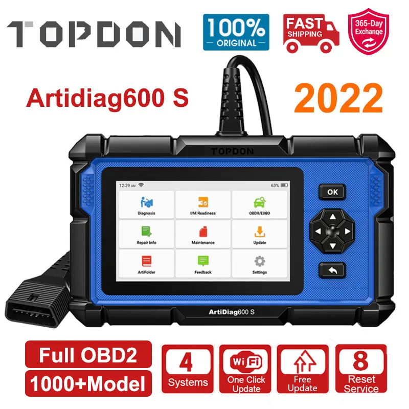 Автомобильный диагностический сканер TOPDON ArtiDiag600S OBD2 прибор для диагностики ABS SRS