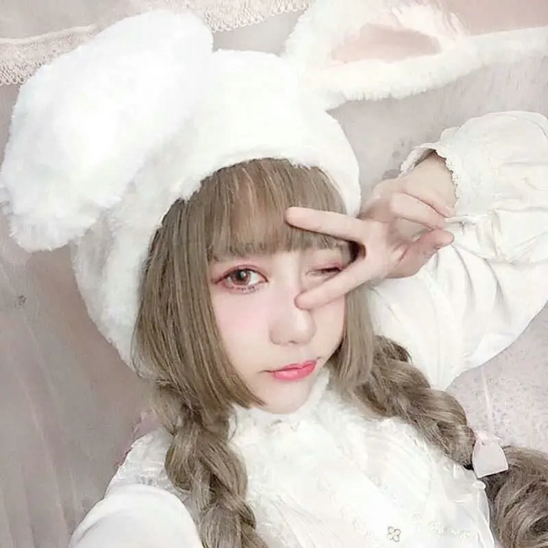 

popular girls rabbit Headband Plush Rabbit ears hoops white bunny ears Headdress gifts for woman Photographic tools Selfie