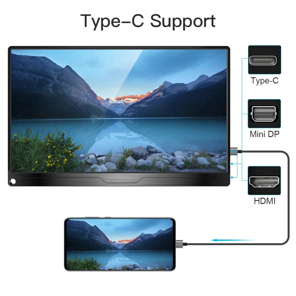 구매 UPERFECT 13.3 인치 LCD 모니터 초박형 1080P IPS FHD USB C형 디스플레이 휴대용 노트북 전화 XBOX 스위치 PS4 게임 화면