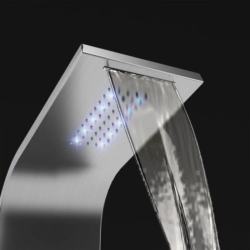 Beste Badkamer Douche Kolom Primaire Kleur Geborsteld Rvs Led Douche Panel Regendouche Kraan Digitale Screen Home Tap Hwc