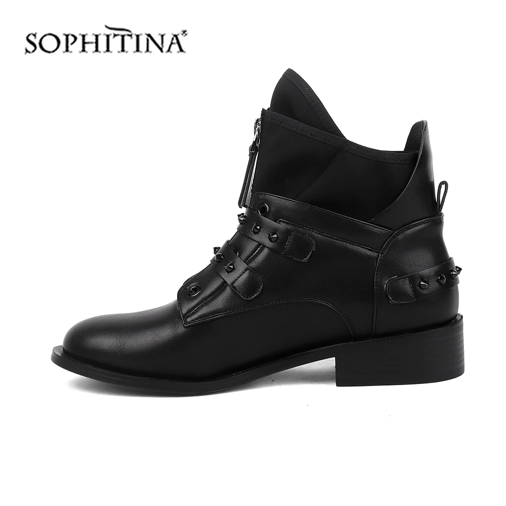 SOPHITINA/модные ботинки с пряжкой Удобная обувь на квадратном каблуке круглым