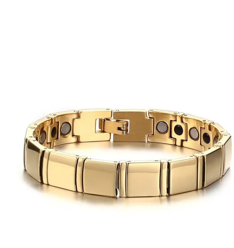 

Мужской золотистый вольфрамовый стальной магнитный браслет для здоровья браслеты для мужчин и женщин голографический браслет энергетичес...
