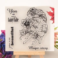 cling stamp of flower magic stary elf tale scrapbooking paper diy card clear seal transparent stencil painting ink photoploymer