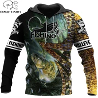 walleye fishing 3d printed men hoodie harajuku streetwear pullover autumn sweatshirt unisex casual jacket tracksuit kj0123