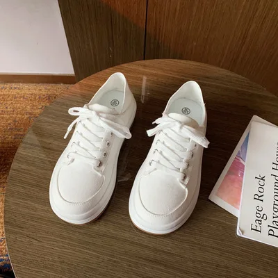 

canvas Korean shoes Thick-soled children's version of ins retro toe shoes candy color all kinds of casual shoes walking shoes