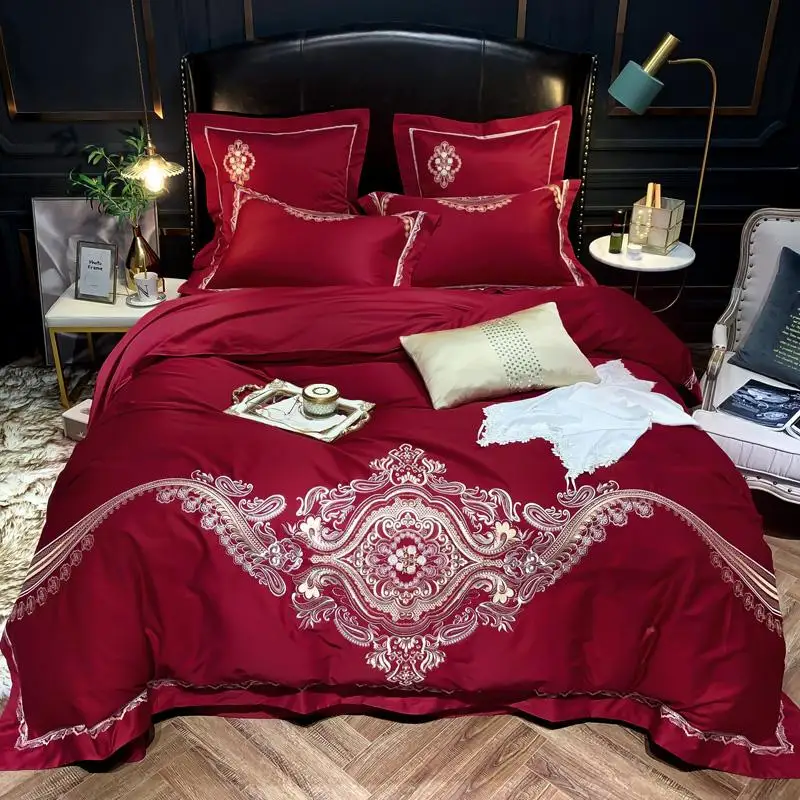 

Luxury Egypt Cotton Classic Baroque Bedding Set Embroidery Duvet Cover Bed Sheet Pillowcases Queen King size 4/6Pcs Small Pillow