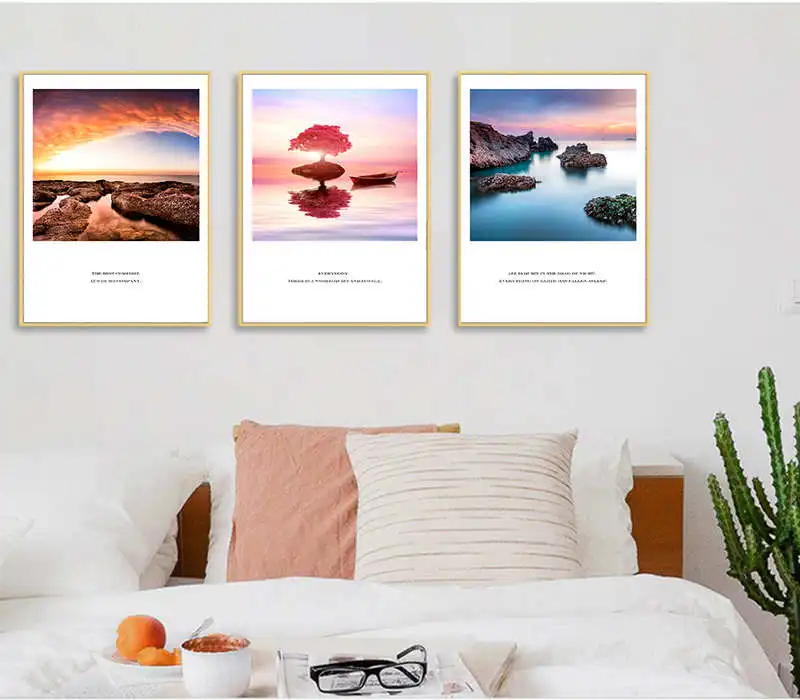 Закат береговые постеры на стену картины холсте пейзаж куадро Северный плакат