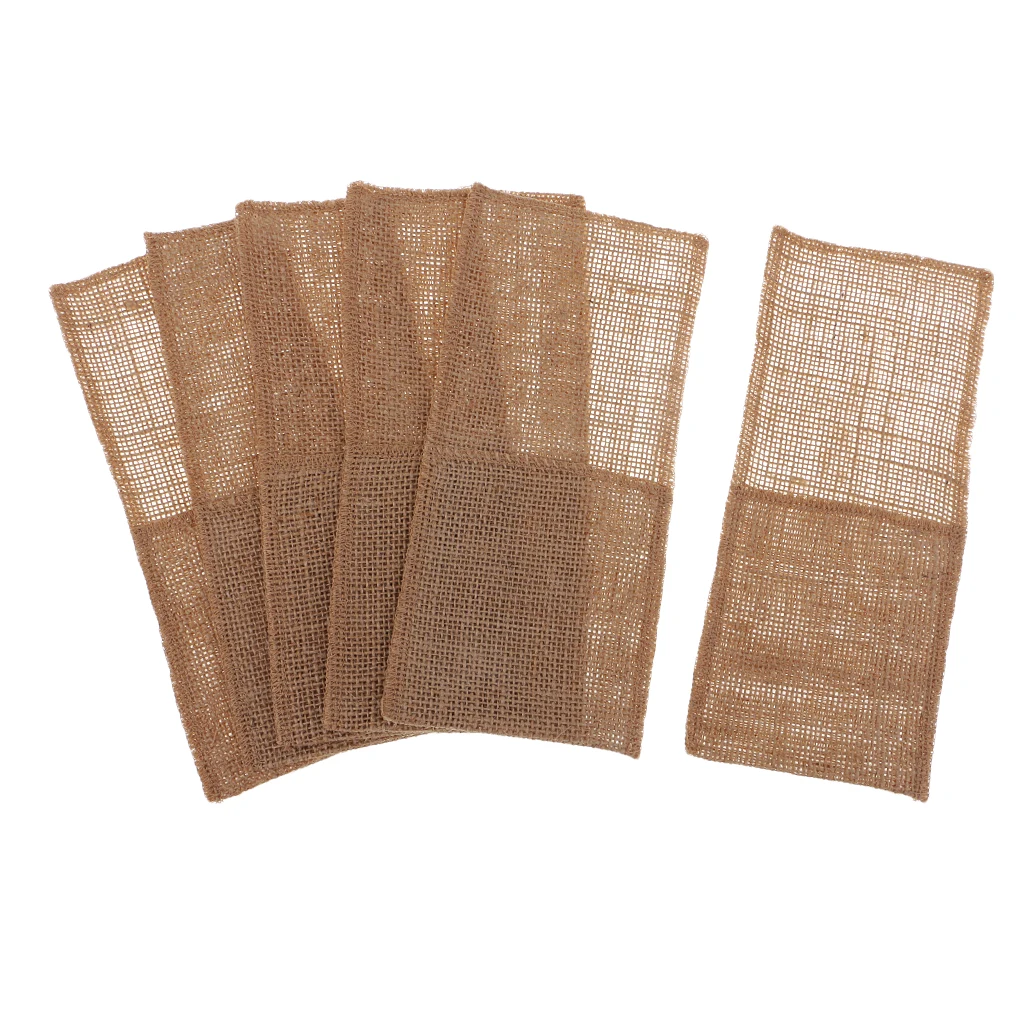 6 шт. натуральные мешковины держатели для посуды вилок и ножей мешок мешочек