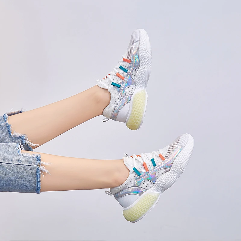 Женские кроссовки для бега Bing сетчатые на шнуровке платформе летняя спортивная