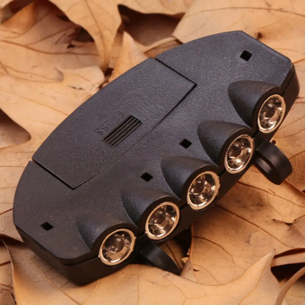 5 LED Cap Hat Brim Clip Lamp Head Light Headlight Headlamp Working in Darkness Places Fishing Camping Hiking and Outdoor | Спорт и