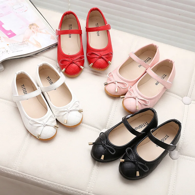 

Autunm Kids Shoes Baby Princess Girls Flats Children Shoes Black white red Princess Students Shoes