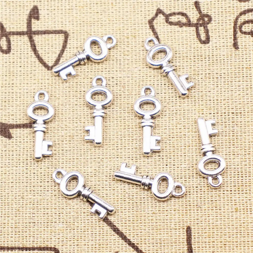 

10 шт. подвески для ключей Jewelri, античный серебряный цвет 21x8 мм