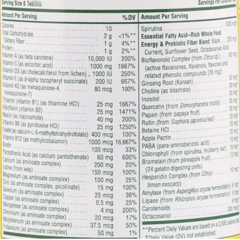 

Source of Life, Multi Compound vitamin & Mineral, Iron-Free, 180 pieces