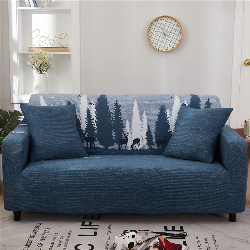 

1/2/3/4 местный чехол на диван с изображением дерева и оленя для гостиной чехол на диван полноразмерный современный эластичный чехол на углову...