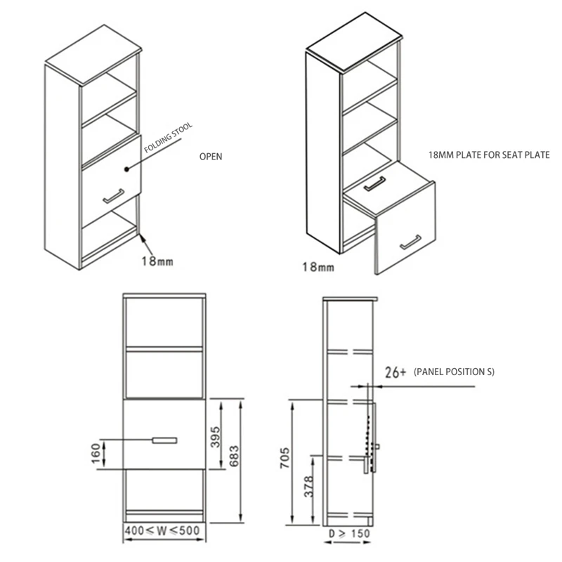 

Conceal Folding Seat Stool Bracket Hinge Shoe Cabinet Wardrobe Closet Stool Shoe Putting on Furniture Hardware