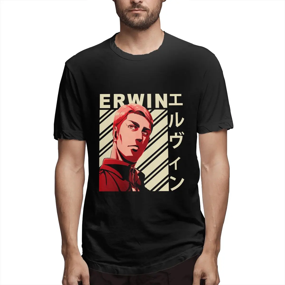 

Attack On Titan Erwin Smith Vintage Art Men's Classic T-Shirt Awesome Tee Shirt Round Collar T-Shirt 2021 New Arrival Clothing