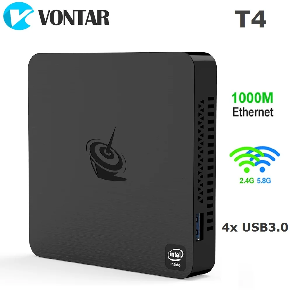VONTAR T4 мини ПК Intel Atom X5 Z8500 четырехъядерный Windows 10 4K HTPC с двойным Wifi BT4.0 1000M LAN USB3.0 HD