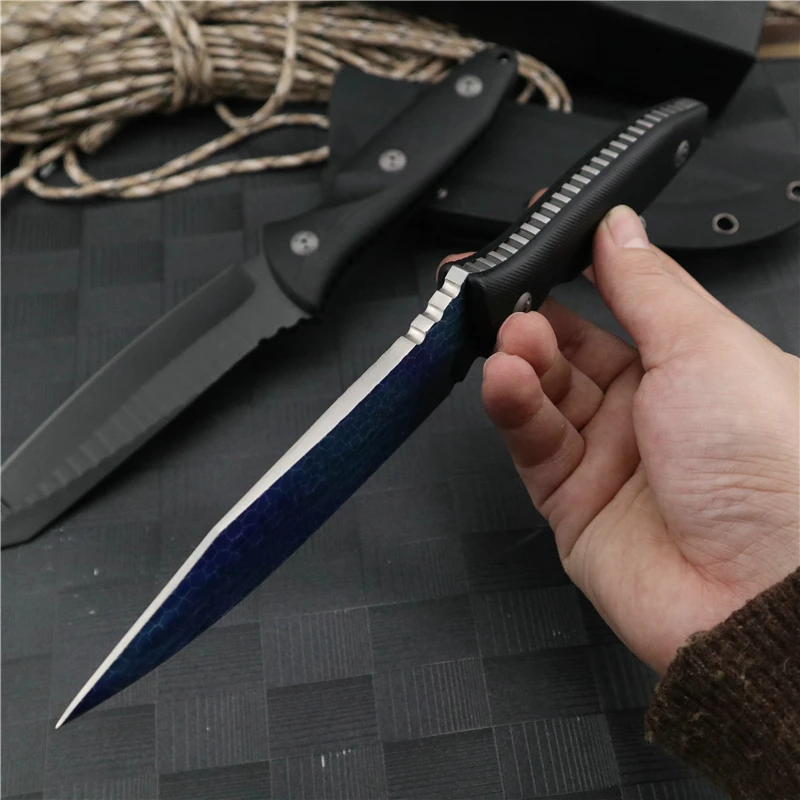 Охотничий нож прямой резак из стали D2 с фиксированными лезвиями универсальный