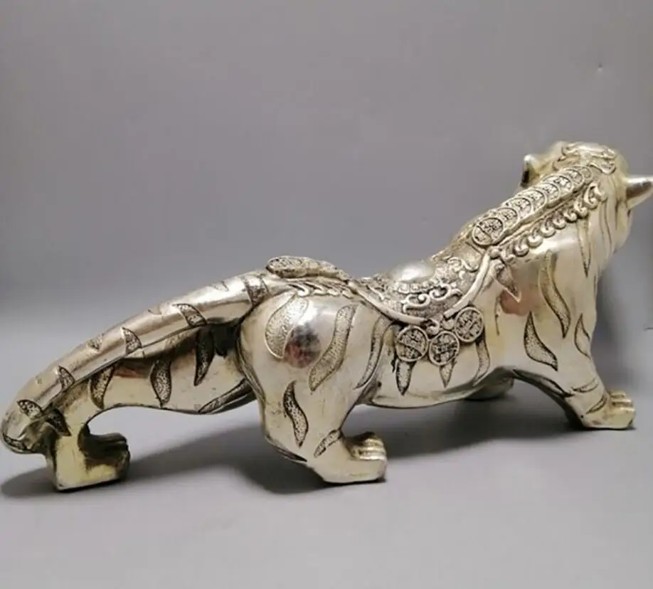 Медная статуя из чистой меди властное животное тигр украшение белый медный для