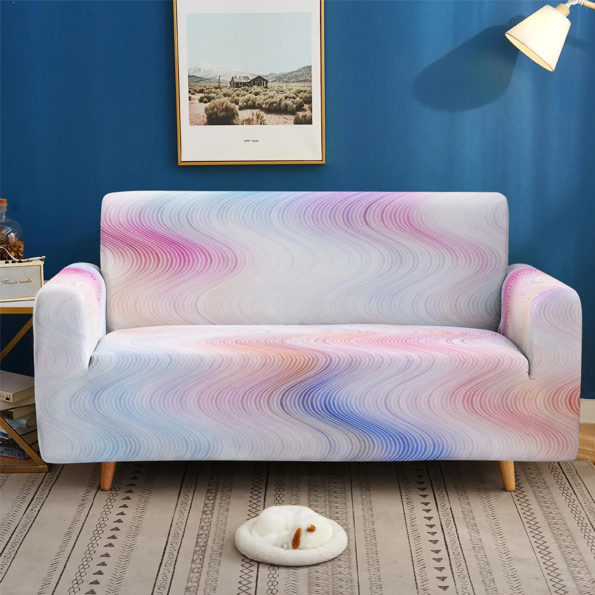 

Dust-proof Non-slip High Elasticity Lazy Sofa Cover Single and Double Triple Combination Cover Cushion Abstract Geometric Cover