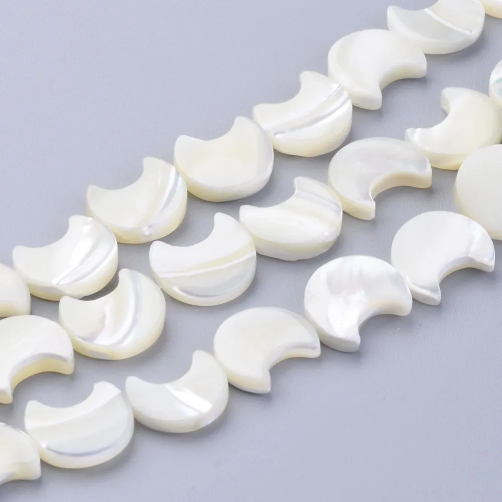 

5 Strand Natural White Moon Shell Beads Strands Mother of Pearl Shell Beads For jewelry making DIY Accessories, 34 pcs/strand