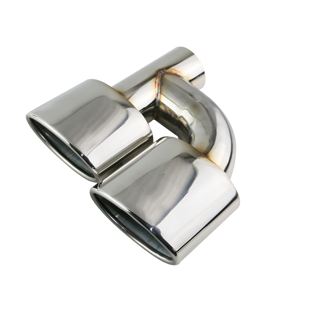 1 пара наконечников выхлопных газов L &amp R 63 мм входная хромированная Серебристая