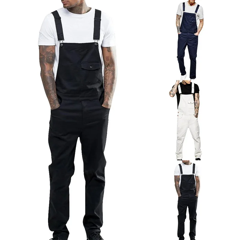 Комбинезон мужской джинсовый свободного покроя повседневный длинный