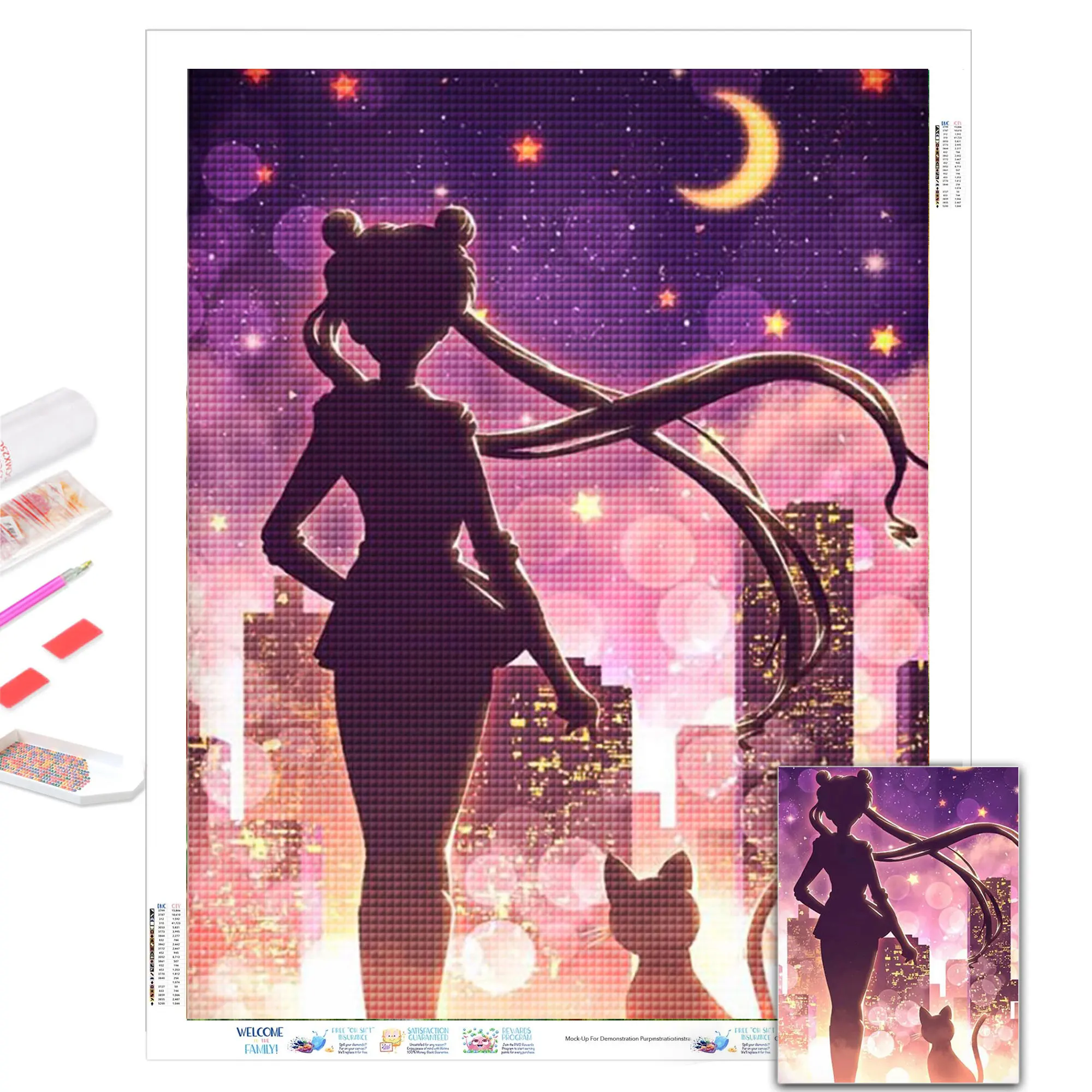 

Kamy Yi DIY 5D Japanese Anime Sailor Moon Cute Girl Diamond Painting Cross Stitch Kits Embroidery Art Mosaic Drill Home D