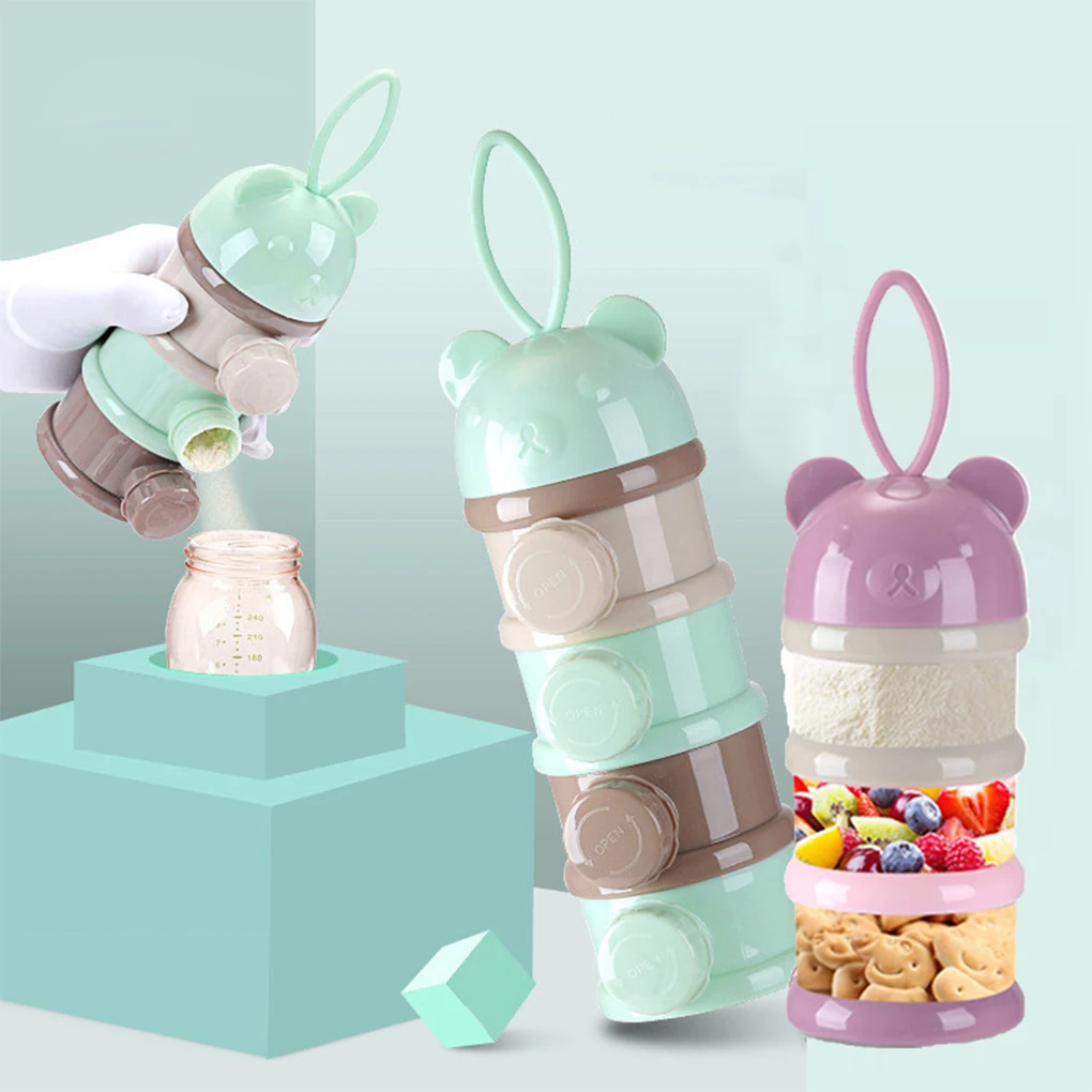 

4 layers Infant Milk Powder Box Portable Baby Food Storage Box Essential Cereal Infant Milk Powder Box Toddle Snacks Container