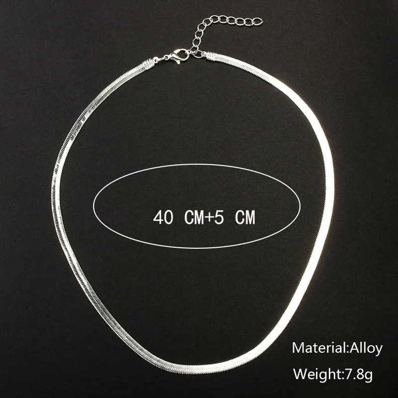 

Simple Flat Snake Chain Necklace for Women Jewelry Silvery Ladies Necklaces Female Choker Femme Ladies Vintage Fashion Women New
