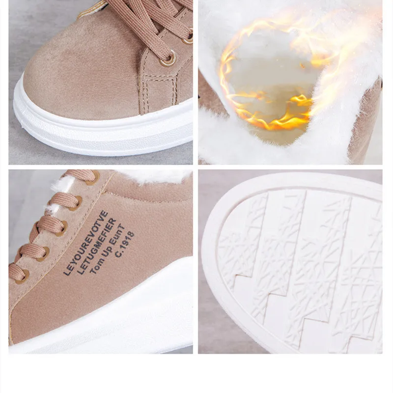 

Women's shoes Winter Women Shoes Warm Fur Plush Lady Casual Shoes Lace Up Fashion Sneakers