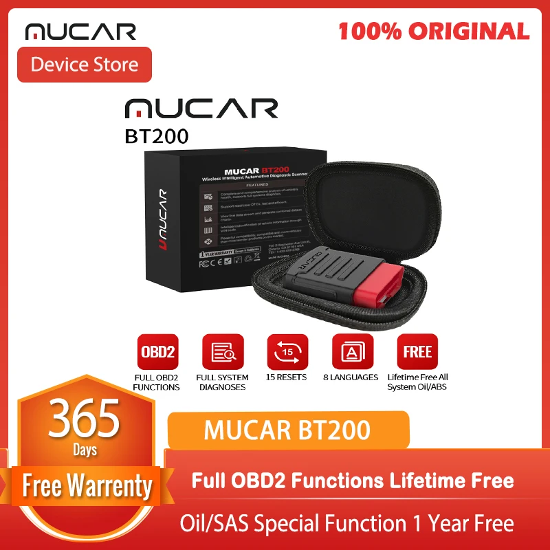 MUCAR BT200 Lifetime Free Best All Car Diagnostic Tools Bluetooth Carro Code Reader Scan For Auto Obd 2 Scanner Tester | Автомобили и