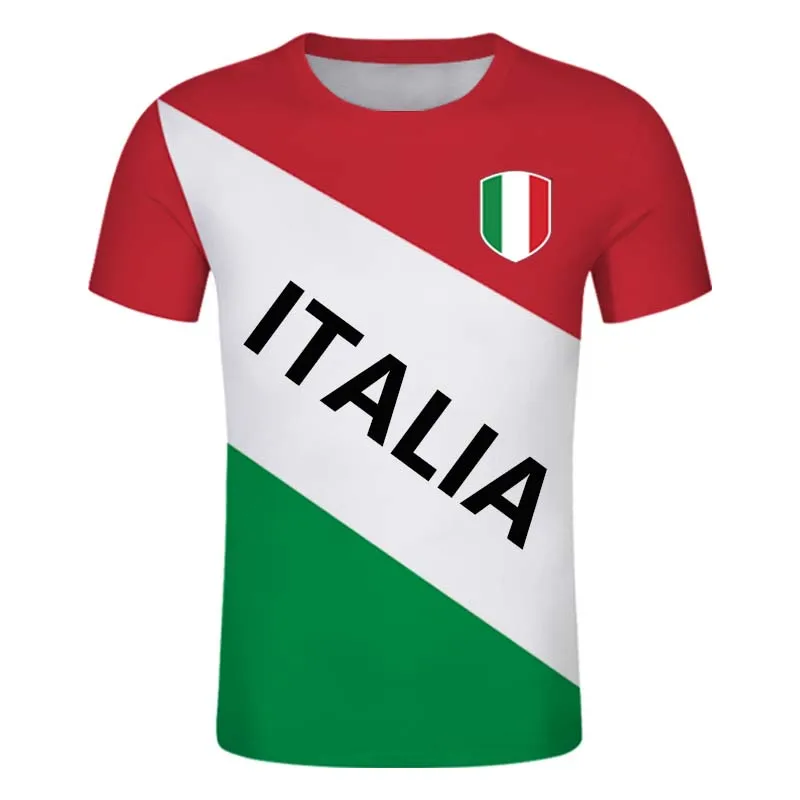 Итальянская Летняя мужская Спортивная Футболка с итальянским флагом ITALIANA, Футбольная Футболка с эмблемой, персонализированная одежда