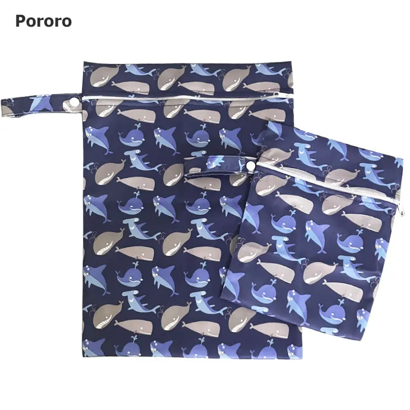 

Pororo Baby cloth diaper bag foldable waterproof PUL shopping bag,2 pieces children's snack bag, baby clothing storage bag