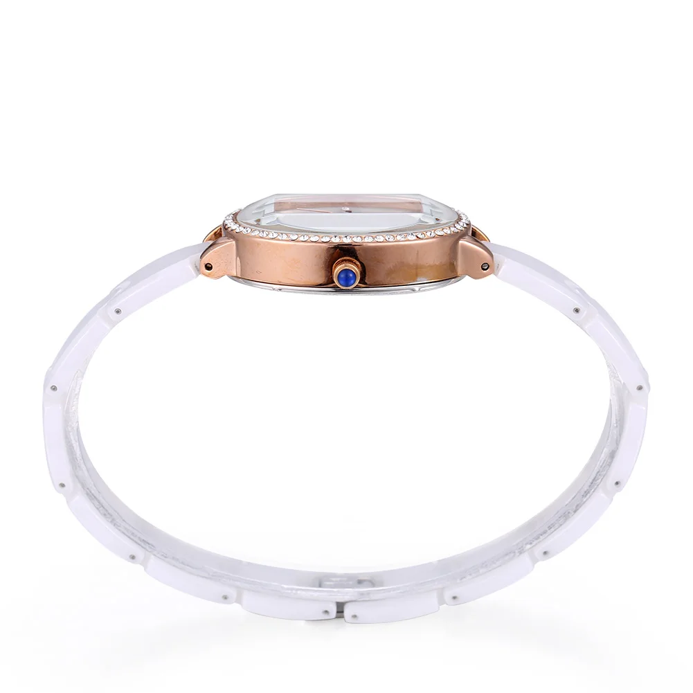 Женские кварцевые часы с керамическим ремешком модные повседневные кристаллами