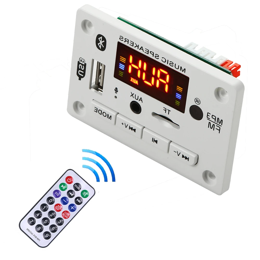 5V 12V Bluetooth 5.0 MP3 Decoding Board Module Wireless Car USB Player TF Card Slot FM with Microphone Handsfree control | Электроника