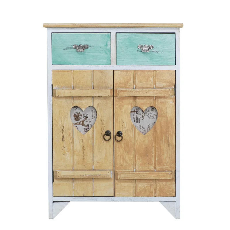 

Simple solid wood chest of drawers free installation of rural style furniture simple bedside table straw bedroom storage cabinet