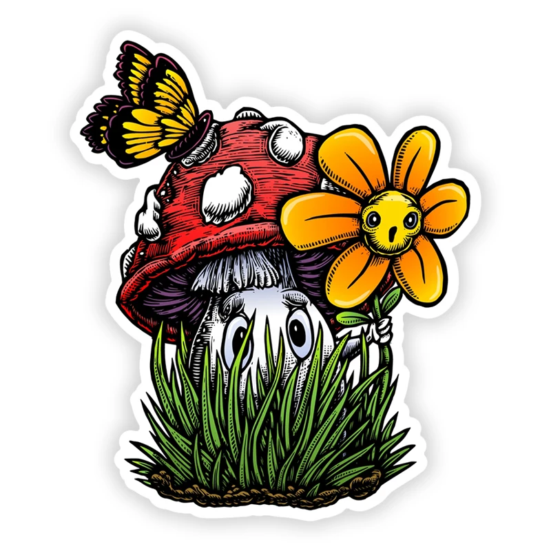 

W-0463 Cute Anime Mushroom Peek Modeling Personality Car Stickers PVC Fashion Auto Laptop Decorative Quality Waterproof Decals