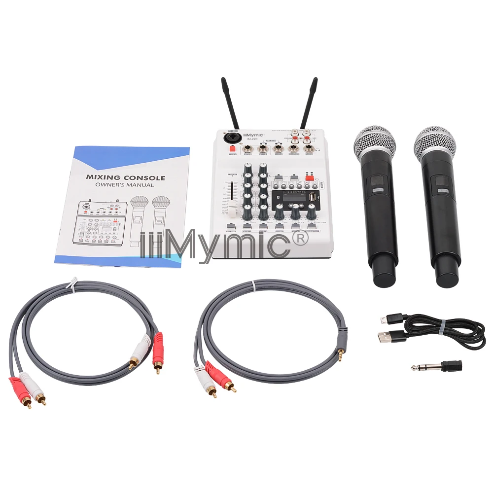 IiiMymic аудио DJ микшер KTV Микрофон Моно USB AUX вход 2 канала ручной UHF беспроводной микрофон 48 В фантомное питание для KTV