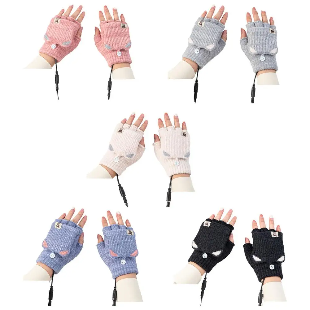 

Unisex Knitted Heated Gloves USB Charing Heated Gloves Winter Fingerless Heating Gloves Washable Design Gloves Single-sided