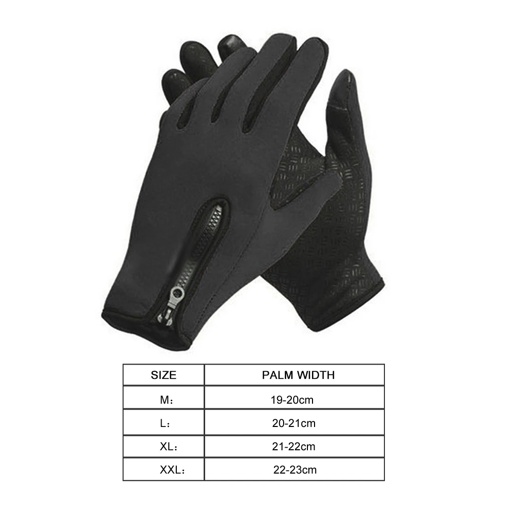 Winter Cycling Gloves Men Women Bicycle Touchscreen Full Finger Fleece Warm Outdoor Bike Skiing Motorcycle Riding Zipper Gloves