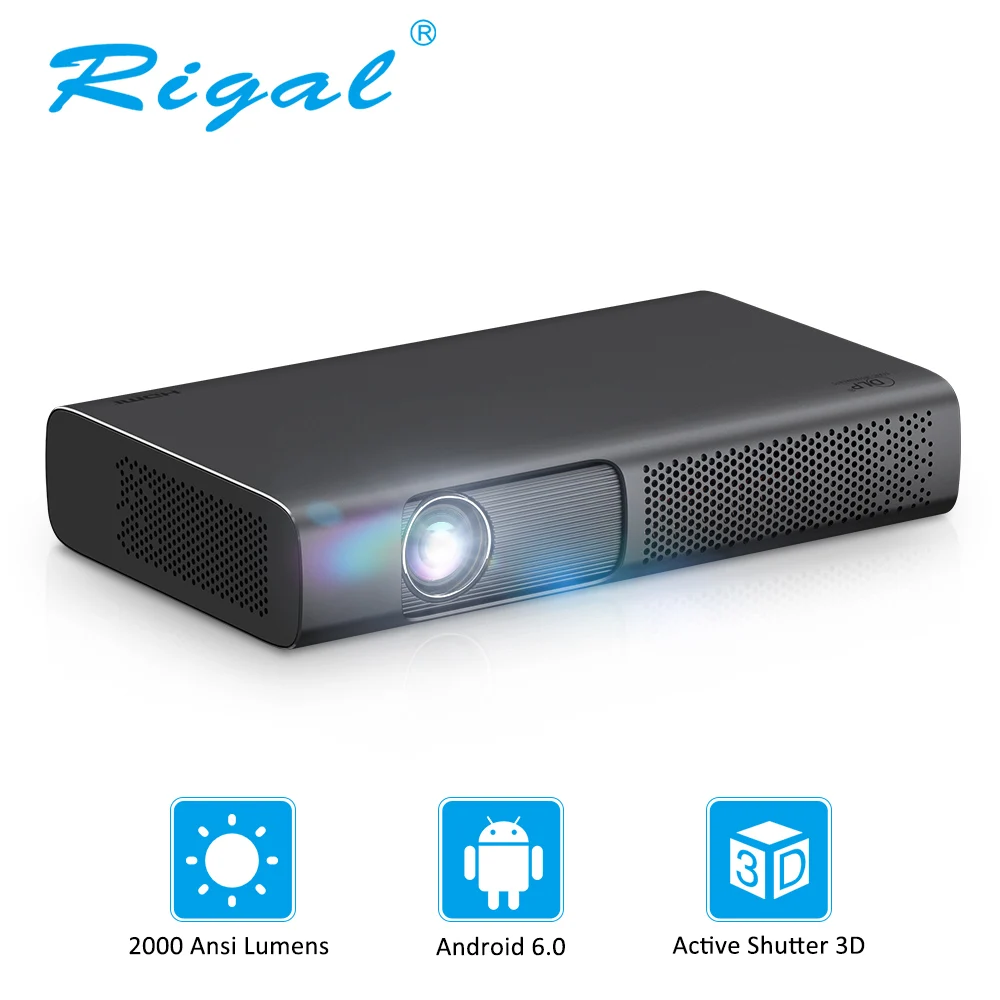 Новый DLP-проектор Rigal RD615 2000 Ansi WiFi Android портативный мини-проектор 1080P 4K видео 3D