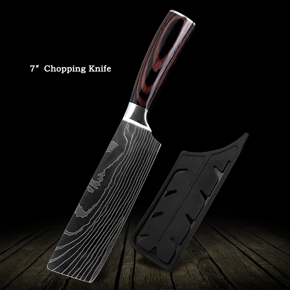 

Нож накири из нержавеющей стали, измельчитель 7 дюймов, Ультра острый, для мяса, овощей, с деревянной ручкой, инструменты для приготовления пищи