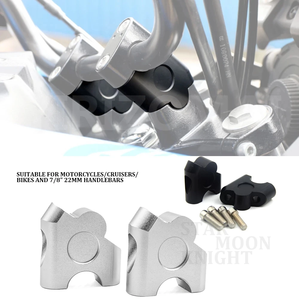 

2pcs 7/8" 22mm Motorcycle CNC Aluminum Handlebar Riser Clamp Mount Taper For Suzuki DL650 V-STROM DL 650 VSTROM DL1000