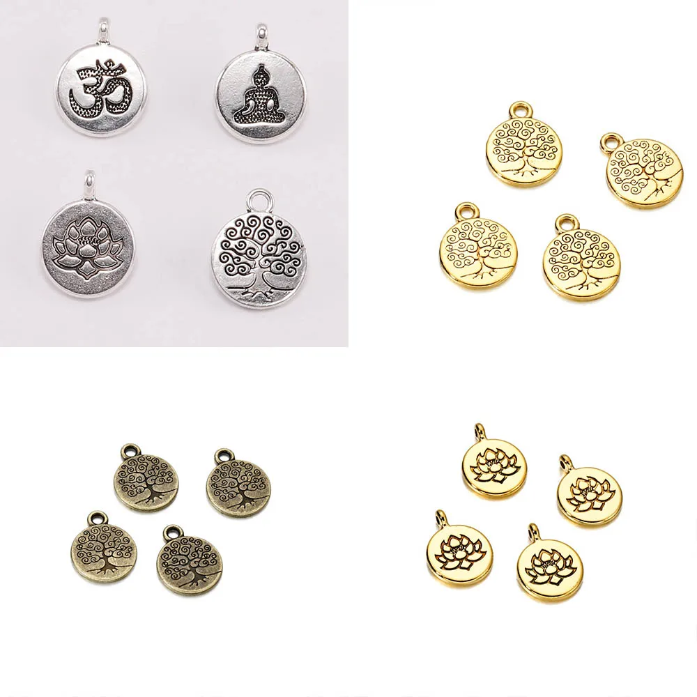 

10Pcs/Lot Metal Antique Trendy Retro Round Charm Pendants for DIY Bracelet Necklace Jewelry Making Accessories Supplies