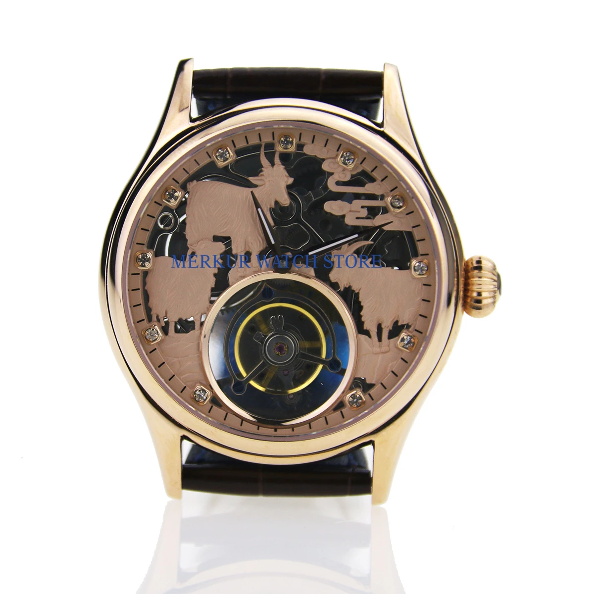 Sugess мужские часы Механические чайки Ханчжоу Высокая Beat Tourbillon движение Skelenton роскошное платье Золотая Коза